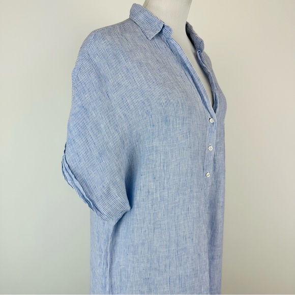 GRAYSON The Artist Blue White Linen Popover Dress Size Medium - Picture 5 of 12